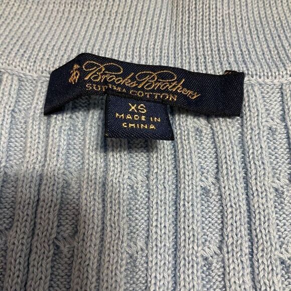 Brooks Brothers Cabled V Neck Sweater Vest with Sparkle Trim. Light Blue. XS. Pr - Picture 5 of 9